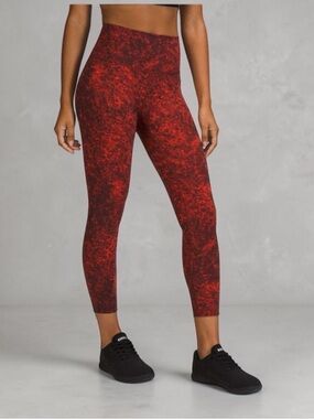 LULULEMON Wunder Train High-Rise Tight 
In Denim Wash Print Autumn Red Black (8)